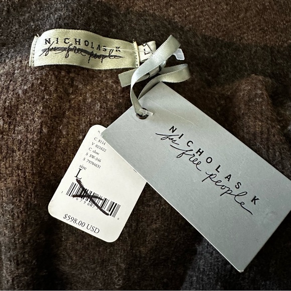 Nicholas K For Free People Pull Haze Sweater / Jacket Collar Brown Large - Picture 6 of 6